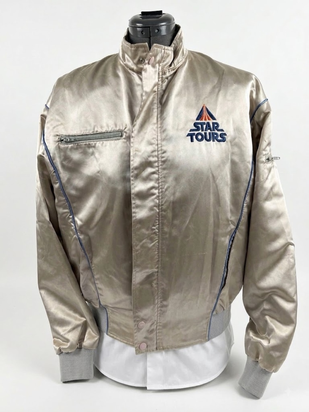 RARE VINTAGE 1980s DISNEY EARLY STAR TOURS ERA CAST MEMBER SATIN JACKET – XL